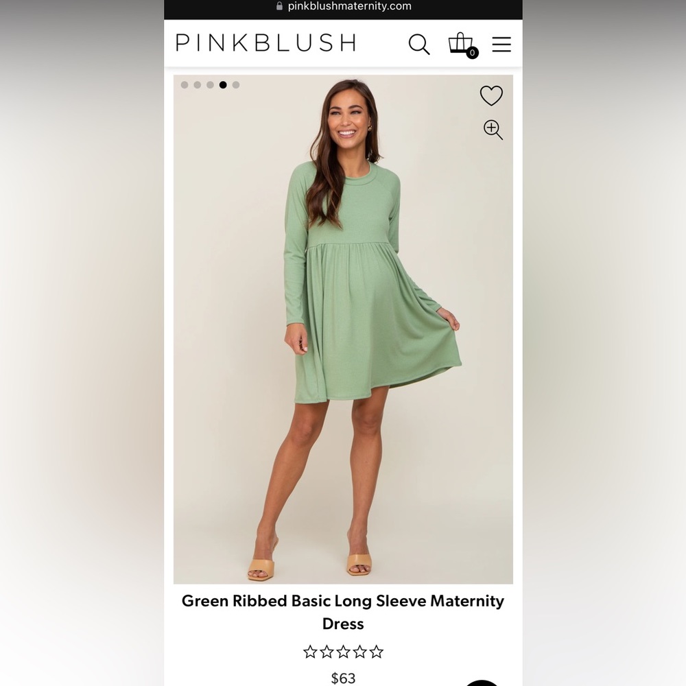 PinkBlush Maternity Green Ribbed Basic Long Sleeve Maternity Dress XL $63